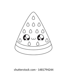 slice watermelon fruit kawaii style
