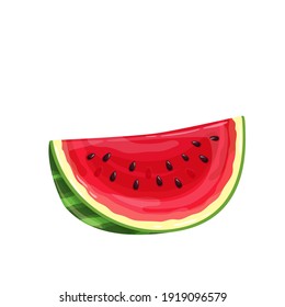 Slice watermelon. Fruit vector illustration in cartoon style. Healthy nutrition, organic food, vegetarian product.