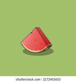 a slice of watermelon with green background.