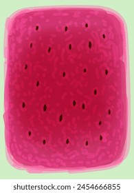 Slice of watermelon hand drawn vector illustration. Element, cute fruits design concept.