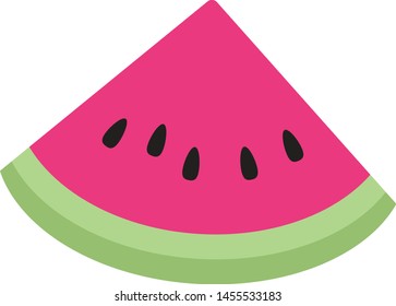 Slice of watermelon. illustration, vector on white background.