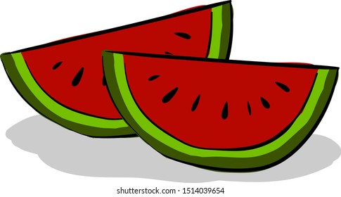 Slice watermelon, illustration, vector on white background.
