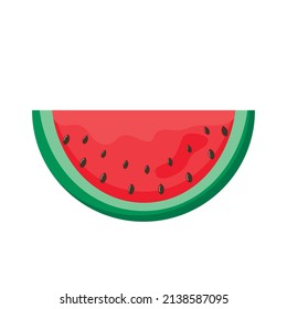 Slice of watermelon isolated on white background. Summer element for card, banner, poster, background, market. Flat vector illustration.