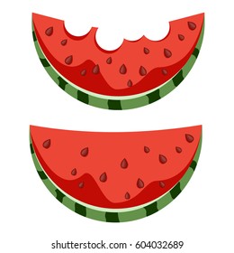 Slice of watermelon isolated on white background. Stock vector.