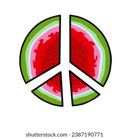 slice of watermelon isolated peace logo illustration vector