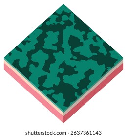 Slice of watermelon in isometric projection. Watermelon peel icon, 3d style. Vector background
