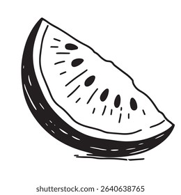a slice of watermelon line art illustration