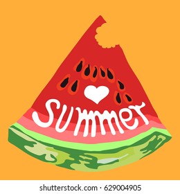 slice of watermelon - love summer - vector