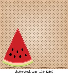 A slice of watermelon, on a polka dot background, for scrapbooking, vector format