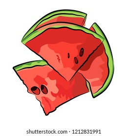 Slice of watermelon on white background, vector illustration
