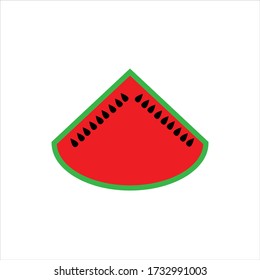 Slice of a watermelon on a white background with black seeds 