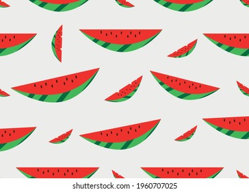 Slice of watermelon on a white background. Seamless texture.