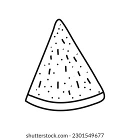 Slice of watermelon outline. Coloring page. Vector illustration isolated on white.