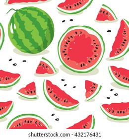 Slice of watermelon. Seamless pattern with watermelon slices