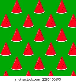 Slice watermelon seamless pattern. For sticker and t shirt design, posters, logos, labels, banners, stickers, product packaging design, etc. Vector illustration.