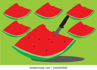 A slice of watermelon with seeds