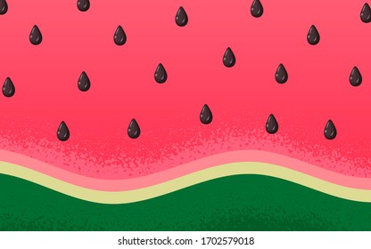 Slice of watermelon with seeds. Red summer background.