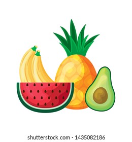 slice of watermelon with set fruits