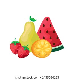 slice of watermelon with set fruits