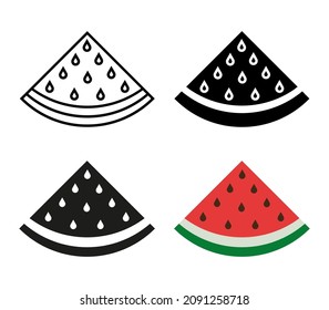 Slice of Watermelon-Zeichen Set, flacher design-Vektorgrafik