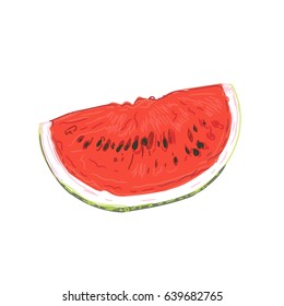 slice of watermelon in sketch style, vector illustration