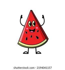 Slice watermelon sticker emotions isolated on a white background