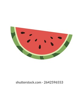 Slice of watermelon. Summer fruit berry. Cartoon illustration. Vector