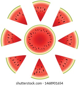 Slice of watermelon, summer fruit, vector icon