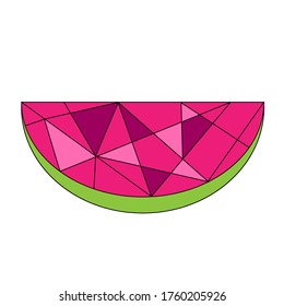 A slice of watermelon. Vector. The watermelon cracked into pieces. illustrator