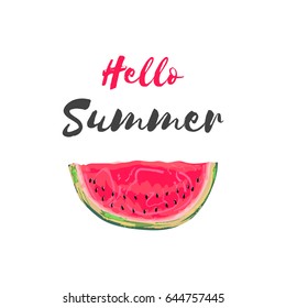 Slice of watermelon. Vector cute summer illustration.