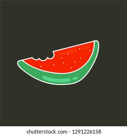 slice of watermelon vector. hand drawn icon. fruit food illustration. editable stroke.