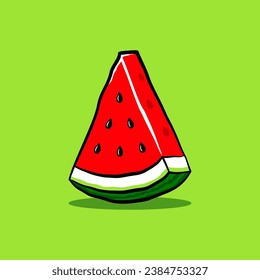 Vector de sandía en rodajas, Ilustración dibujada a mano, concepto de estilo de vida saludable y frutas maduras