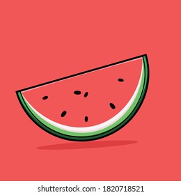 Slice of Watermelon Vector Icon Illustration. Food Stickers Collection. Food Icon . Flat Cartoon Style Suitable for Web Landing Page, Banner, Sticker, Background