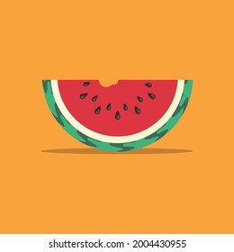 slice of watermelon vector illustration, flat design watermelon in white background