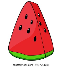Slice of watermelon vector illustration isolated on white background.