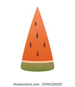 Slice of watermelon. Vector isolated illustration of watermelon. Sweet summer dessert. Naive modern clip art for sticker, card, banner. Flat Design. Hello summer. 