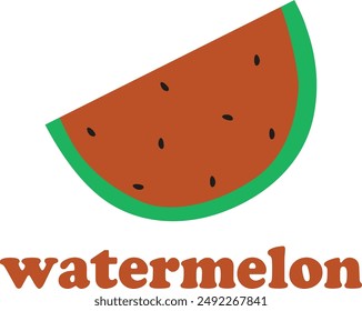 Slice of watermelon with word watermelon underneath
