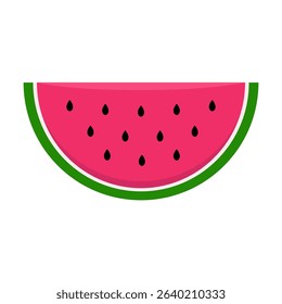 Slice of watermelon.Sweet juicy fruit vector icon isolated on white background.