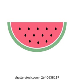 Slice of watermelon.Sweet juicy tropical fruit vector icon isolated on white background.
