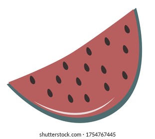 Slice of Watermelon.Vegan Giant Fruits and Vegetables.Vegan Food Veganismus.Healthy Huge food. Natural Products.Vegetarianism.Flat Vector Illustration