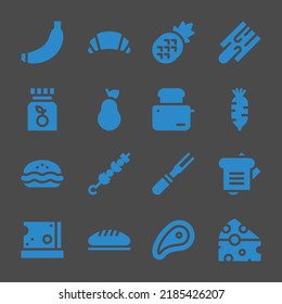 slice web icons. Banana and Croissant, Cutting board and Radish symbol, vector signs