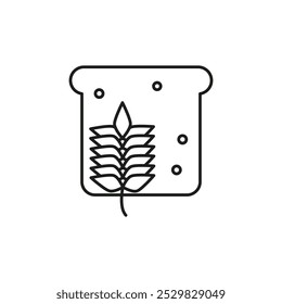 slice of a wheat bread icon flat line symbol set.