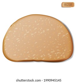 slice of wheat bread. Realistic isolated on white background vector illustration