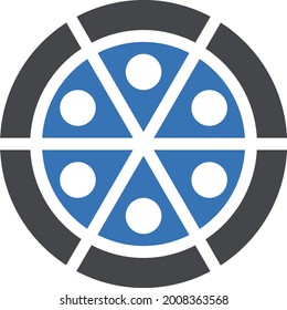 slice with white background. slice is a symbol of bakery .glyph colour icon.