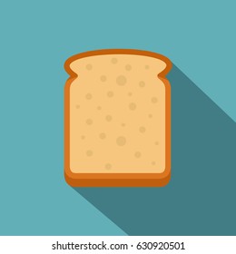 Slice of white bread icon. Flat illustration of slice of white bread vector icon for web on baby blue background