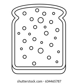 Slice of white bread icon in outline style isolated vector illustration