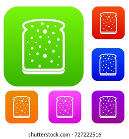 Slice of white bread set icon color in flat style isolated on white. Collection sings vector illustration