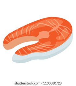 A slice of white seafood healthy for consuming as a food depicting salmon slice 