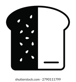 Slice of whole grain bread icon with breakfast nutrition wholemeal culinary ingredient carbohydrate sourdough
