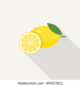 Slice and whole yellow lemon.